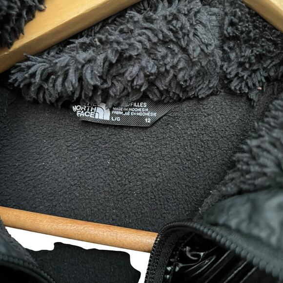 The North Face 600 Down Fill Puffer Black Detachable Hood Jacket Girls Large - Picture 4 of 9